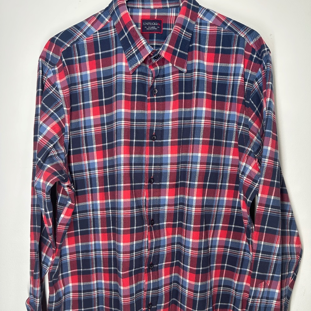 Untuckit Plaid Long Sleeve Button Down Shirt Men's Size‎ XL